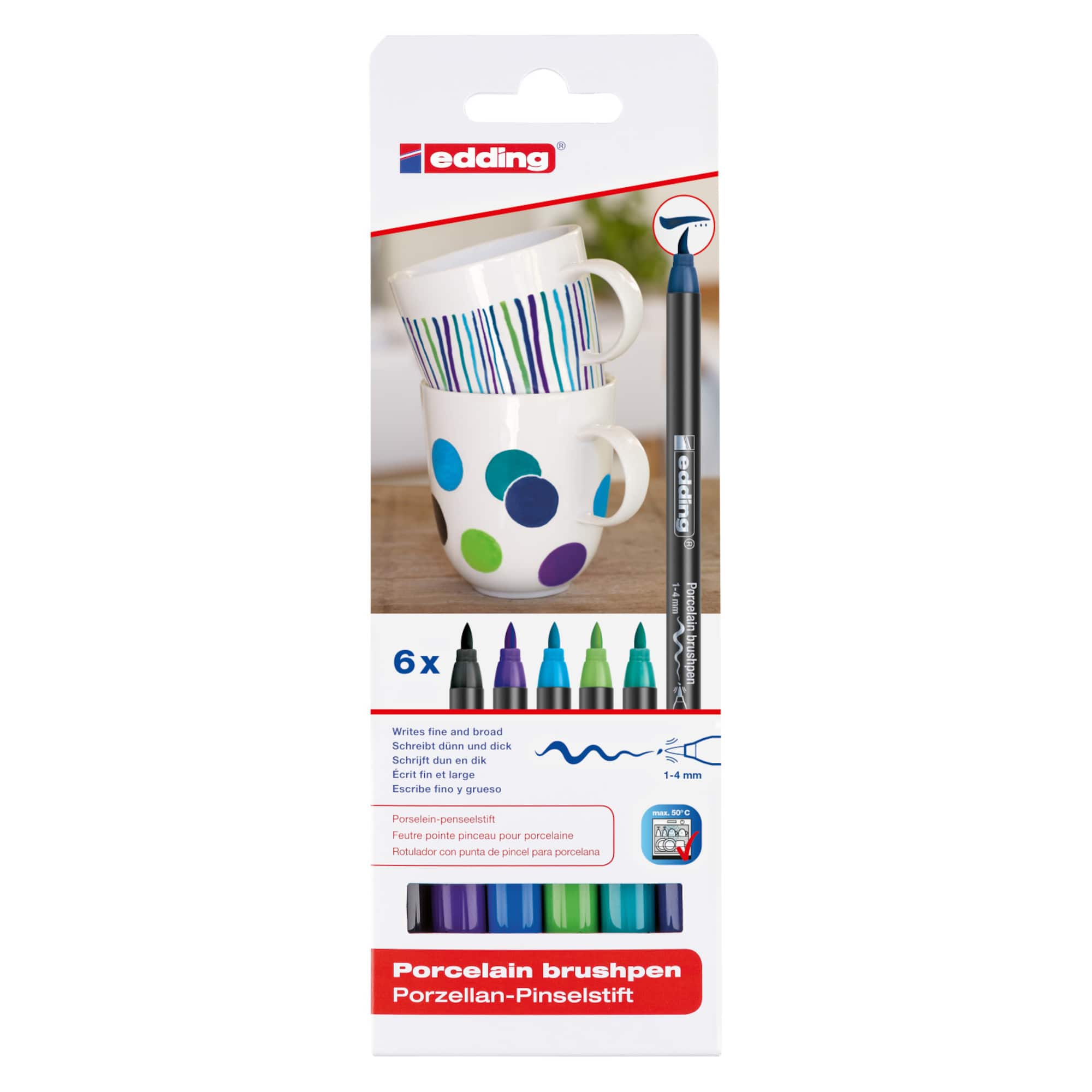 edding® 4200 Cool Porcelain Brush Pen Set, 6ct.